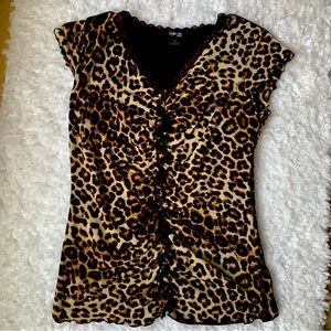 Style & Company Leopard Print Fitted Top